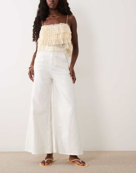Miss Selfridge Miss Selfridge flared denim jeans in cream - part of a set-White