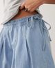 Miss Selfridge Miss Selfridge flared shorts with bow detail in mid blue wash - 4