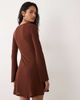 Miss Selfridge Miss Selfridge flippy tie scoop neck mini dress in chocolate-Brown - 4