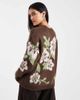 Miss Selfridge Miss Selfridge floral knit sweater in chocolate-Multi - 2