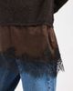 Miss Selfridge Miss Selfridge fluffy asymmetric sweater with contrast satin and lace hem in chocolate-No color - 4