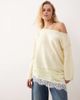 Miss Selfridge Miss Selfridge fluffy asymmetric sweater with contrast satin and lace hem in pale yellow - 1