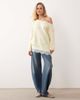 Miss Selfridge Miss Selfridge fluffy asymmetric sweater with contrast satin and lace hem in pale yellow - 2