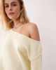 Miss Selfridge Miss Selfridge fluffy asymmetric sweater with contrast satin and lace hem in pale yellow - 3
