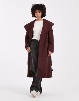 Miss Selfridge Miss Selfridge formal wrap coat in chocolate-Brown