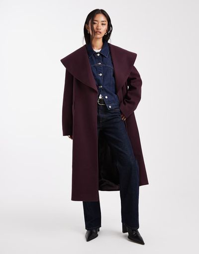Miss Selfridge Miss Selfridge formal wrap coat in plum-Purple