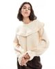 Miss Selfridge Miss Selfridge frill collar balloon sleeve sweater in cream-Neutral - 1