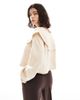 Miss Selfridge Miss Selfridge frill collar balloon sleeve sweater in cream-Neutral - 3