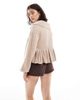 Miss Selfridge Miss Selfridge frill collar peplum hem cardigan in camel-Neutral - 2