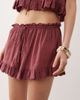 Miss Selfridge Miss Selfridge frill detailing beach shorts in burgundy - part of a set-No color - 2
