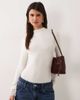 Miss Selfridge Miss Selfridge funnel neck bodysuit with lace cuffs in white - 1