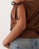 Miss Selfridge Miss Selfridge gathered off the shoulder top with deep waistband and lace trim in brown - 2