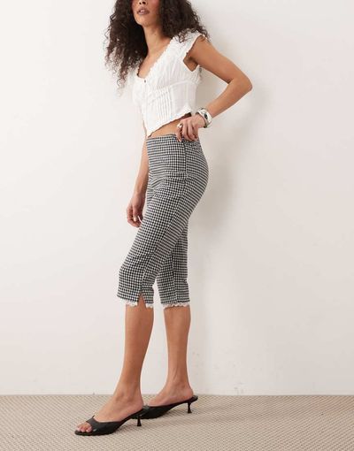 Miss Selfridge Miss Selfridge gingham capris in black and white - part of a set-Multi
