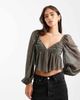 Miss Selfridge Miss Selfridge gold puff sleeve blouse - 1