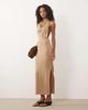 Miss Selfridge Miss Selfridge halterneck knit glitter maxi dress in gold - 1