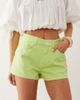 Miss Selfridge Miss Selfridge heart pocket denim mom shorts in lime-Green - 4