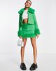 Miss Selfridge Miss Selfridge heart pocket faux fur trim mini skirt in green - part of a set - 4