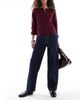 Miss Selfridge Miss Selfridge high rise contrast stitch straight leg jeans in indigo-Navy - 1