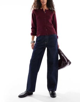 Miss Selfridge Miss Selfridge high rise contrast stitch straight leg jeans in indigo-Navy