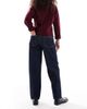 Miss Selfridge Miss Selfridge high rise contrast stitch straight leg jeans in indigo-Navy - 3