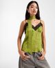 Miss Selfridge Miss Selfridge jacquard and lace cami with scarf in green - 1