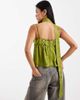 Miss Selfridge Miss Selfridge jacquard and lace cami with scarf in green - 3