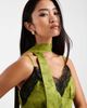 Miss Selfridge Miss Selfridge jacquard and lace cami with scarf in green - 4