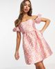Miss Selfridge Miss Selfridge jacquard bardot mini dress in pink floral - 1