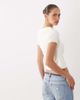 Miss Selfridge Miss Selfridge keyhole button up ribbed shirt in cream-White - 4