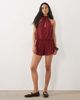 Miss Selfridge Miss Selfridge keyhole romper with picot trim in wine-Red - 3
