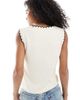 Miss Selfridge Miss Selfridge knit floral jacquard vest in cream-White - 3