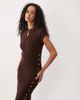 Miss Selfridge Miss Selfridge knit mandari collar midi dress with tie side detail in chocolate-Brown - 1
