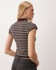 Miss Selfridge Miss Selfridge knit mandarin collar top in chocolate stripes-Brown - 4