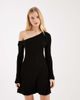 Miss Selfridge Miss Selfridge knit off-shoulder flippy mini dress in black - 2