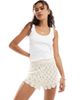 Miss Selfridge Miss Selfridge knit pointelle micro shorts in cream - part of a set-White - 1