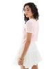 Miss Selfridge Miss Selfridge knit pointelle short sleeve cardigan in pink-No color - 3