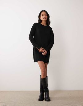 Miss Selfridge Miss Selfridge knit ribbed cozy mini dress in black