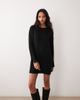 Miss Selfridge Miss Selfridge knit ribbed cozy mini dress in black - 4