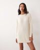 Miss Selfridge Miss Selfridge knit ribbed cozy mini dress in cream-White - 1