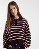 Miss Selfridge Miss Selfridge knit striped polo sweater in burgundy and pink-Multi - 1