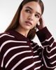 Miss Selfridge Miss Selfridge knit striped polo sweater in burgundy and pink-Multi - 2