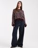 Miss Selfridge Miss Selfridge knit striped polo sweater in burgundy and pink-Multi - 3