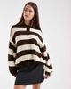 Miss Selfridge Miss Selfridge knit striped polo sweater in chocolate and buttermilk-Multi - 1