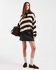 Miss Selfridge Miss Selfridge knit striped polo sweater in chocolate and buttermilk-Multi - 2