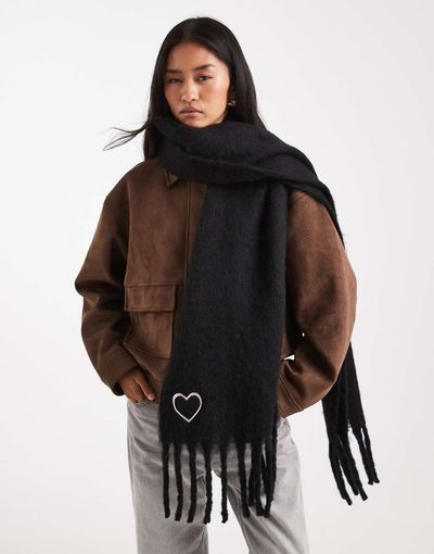 Miss Selfridge Miss Selfridge knit tassel scarf in black