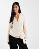 Miss Selfridge Miss Selfridge knit wrap bow detail sweater in cream-Yellow - 1