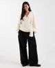 Miss Selfridge Miss Selfridge knit wrap bow detail sweater in cream-Yellow - 2