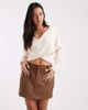 Miss Selfridge Miss Selfridge knit wrap top in cream-Gray - 1
