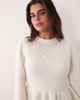 Miss Selfridge Miss Selfridge knitted sweater with peplum hem and embellishment in cream-WHITE - 1