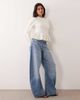 Miss Selfridge Miss Selfridge knitted sweater with peplum hem and embellishment in cream-WHITE - 3